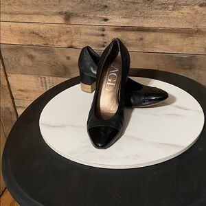 AGL Black Heels with Wooden Detail